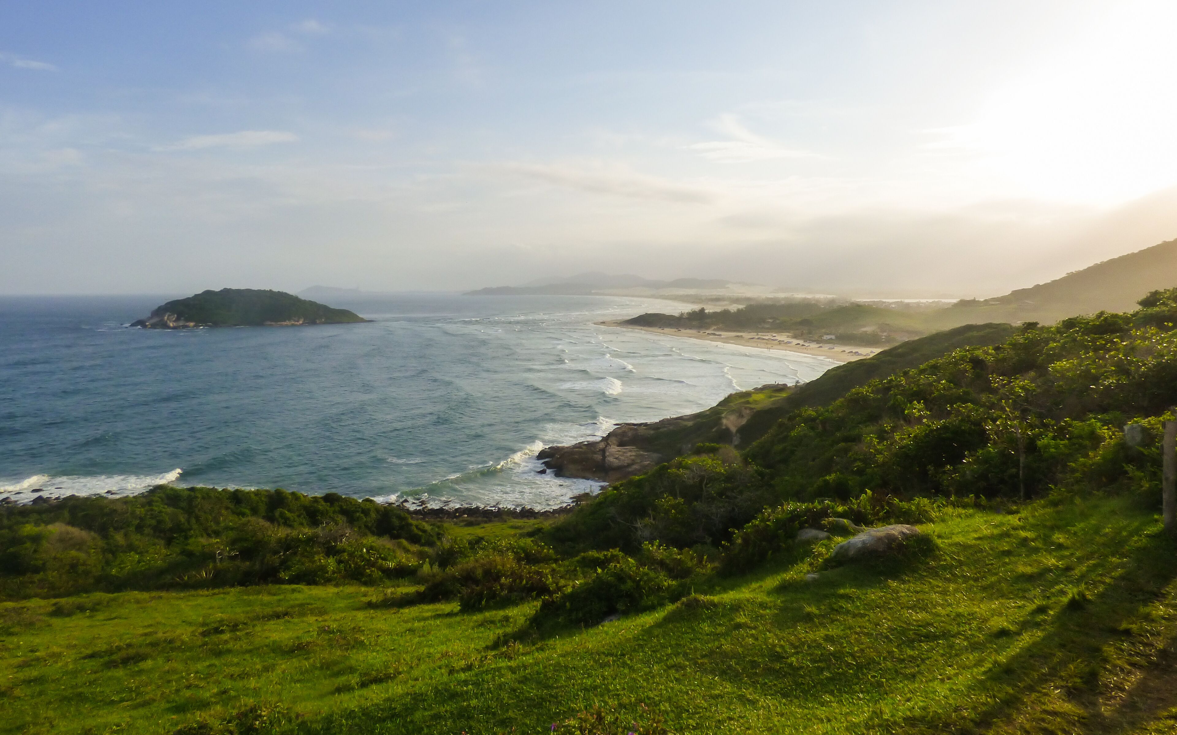 A view of Barra de Ibiraquera beach in Imbituba, Brazil