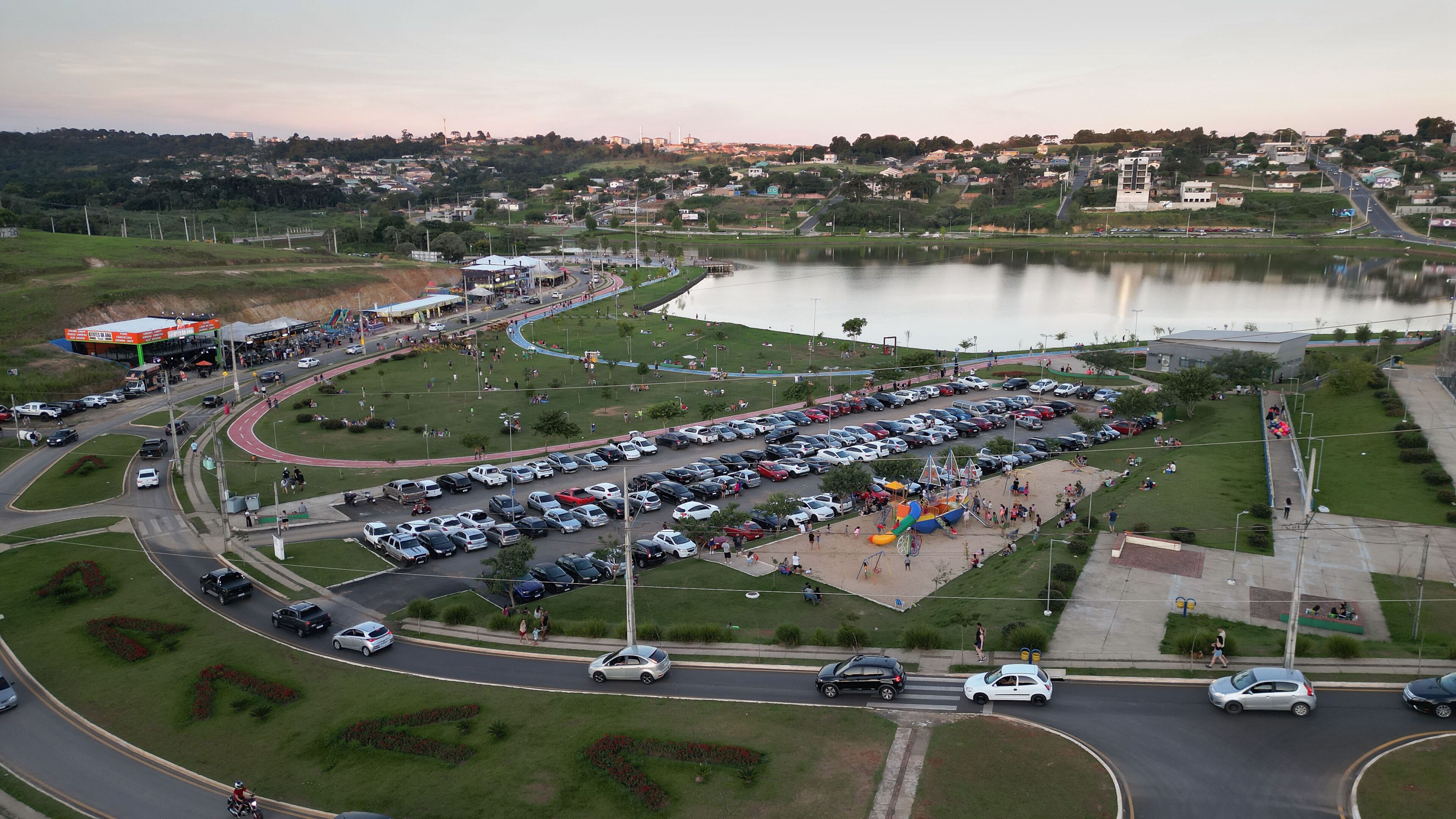 aerial view of Lake Olarias in the city of Ponta Grossa in Paraná, Brazil