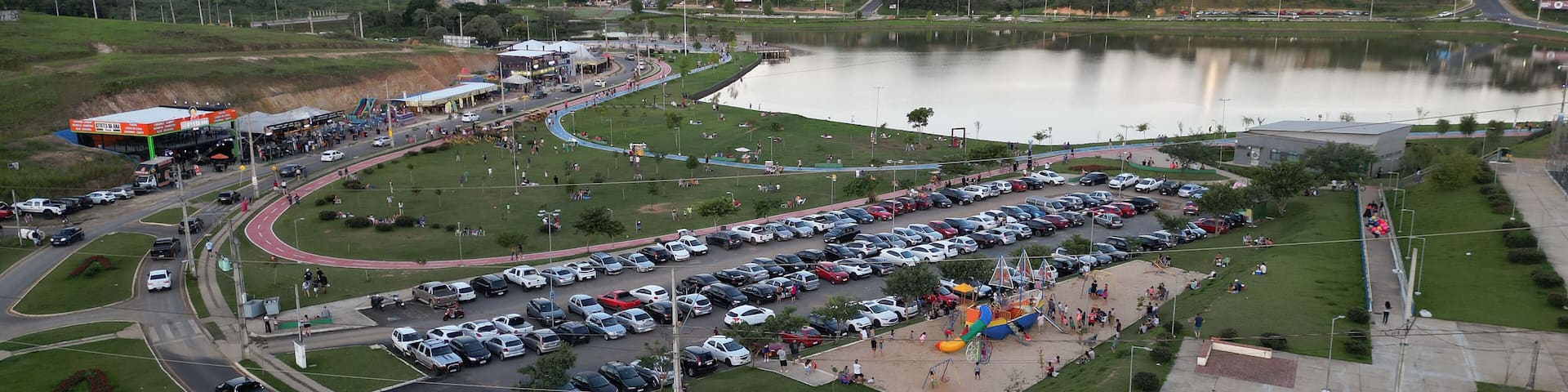 aerial view of Lake Olarias in the city of Ponta Grossa in Paraná, Brazil