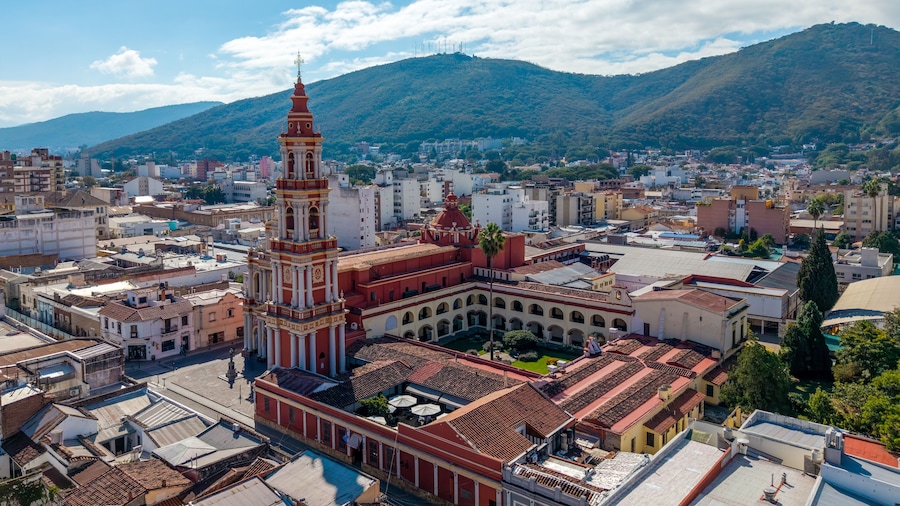 Aerial view of San Francisco Church - Salta, Argentina.