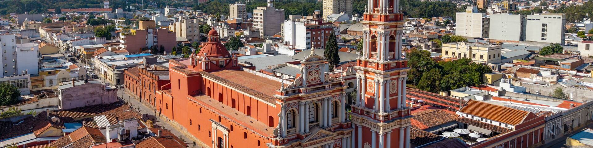 Aerial view of San Francisco Church - Salta, Argentina.