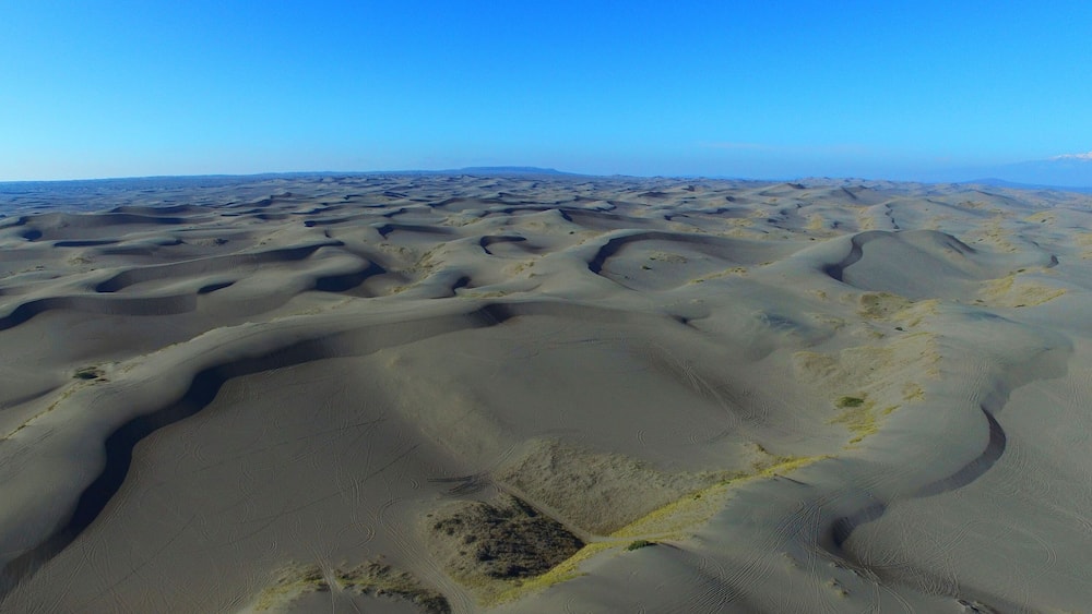 Abstract aerial shot of sand dunes, El Nihuil, Argentina.