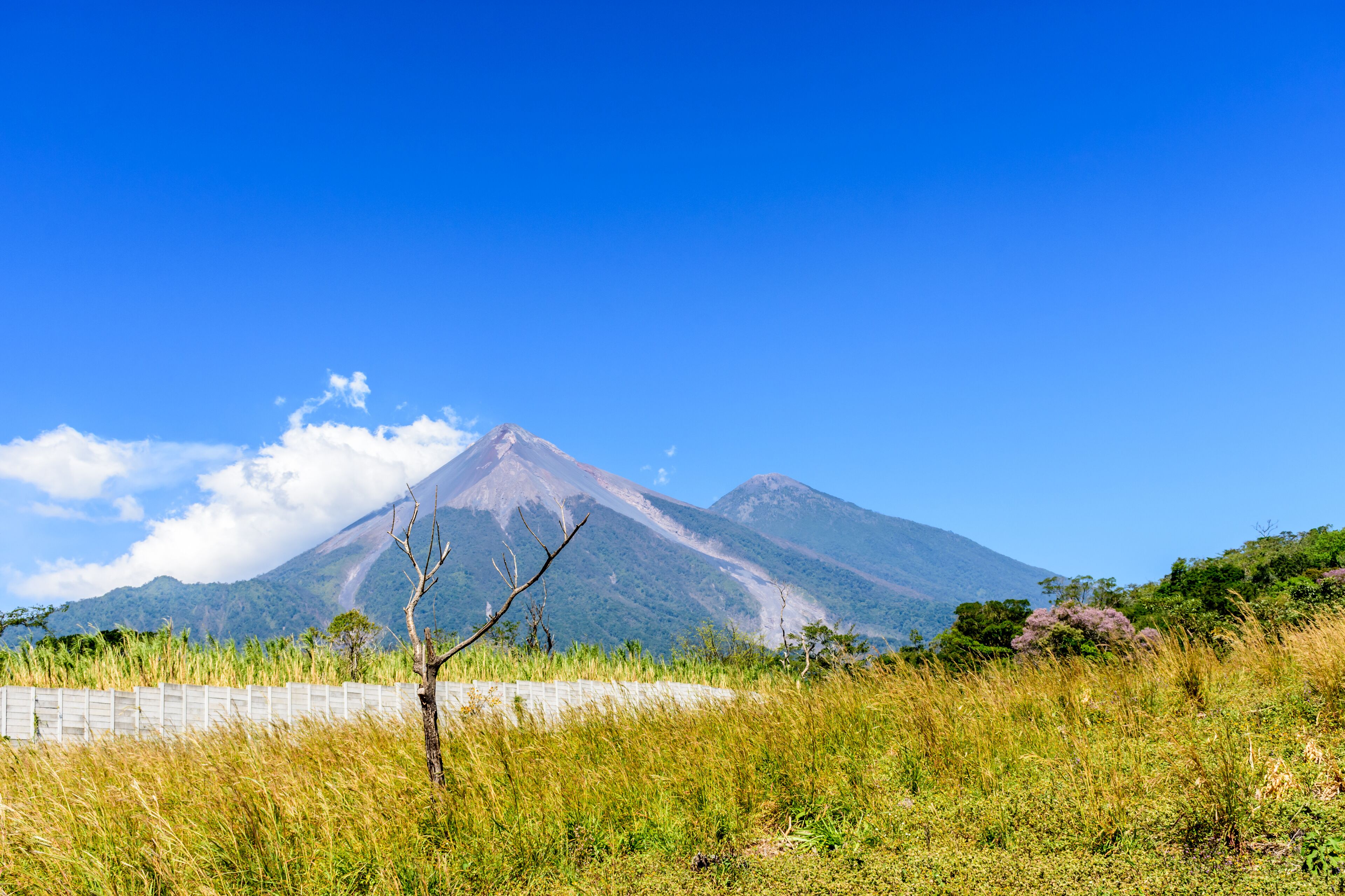 A mountain landscape with a clear sky.