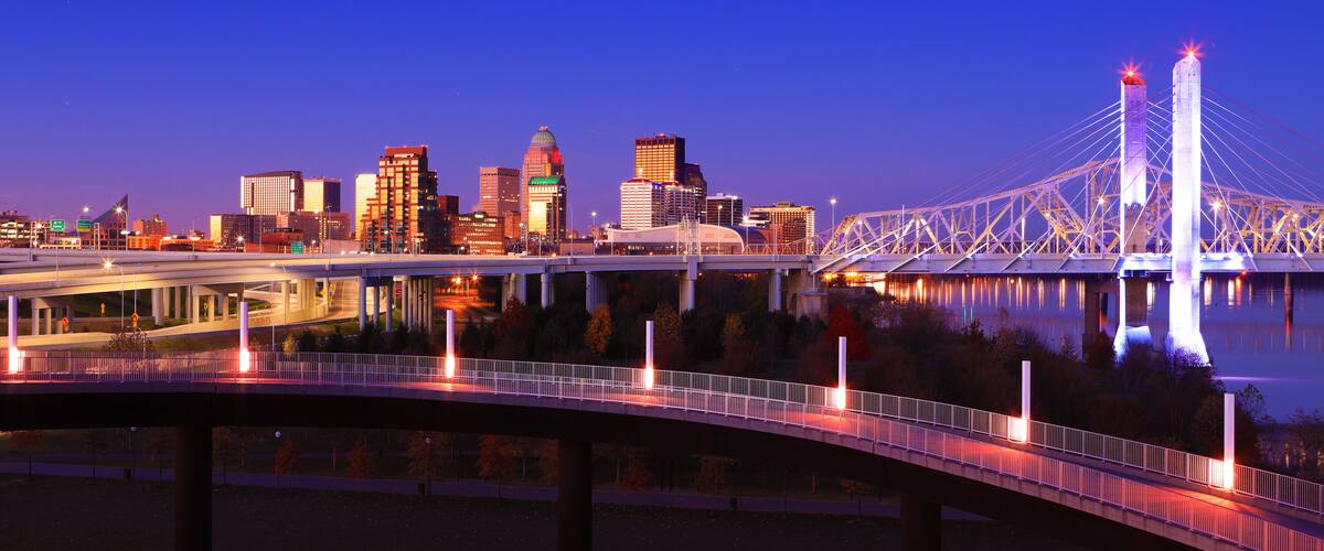 Louisville, Kentucky skyline at dusk