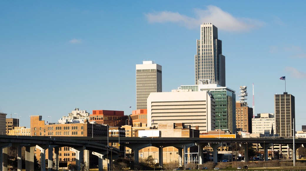 Omaha Nebraska Downtown City Skyline Highway Overpass