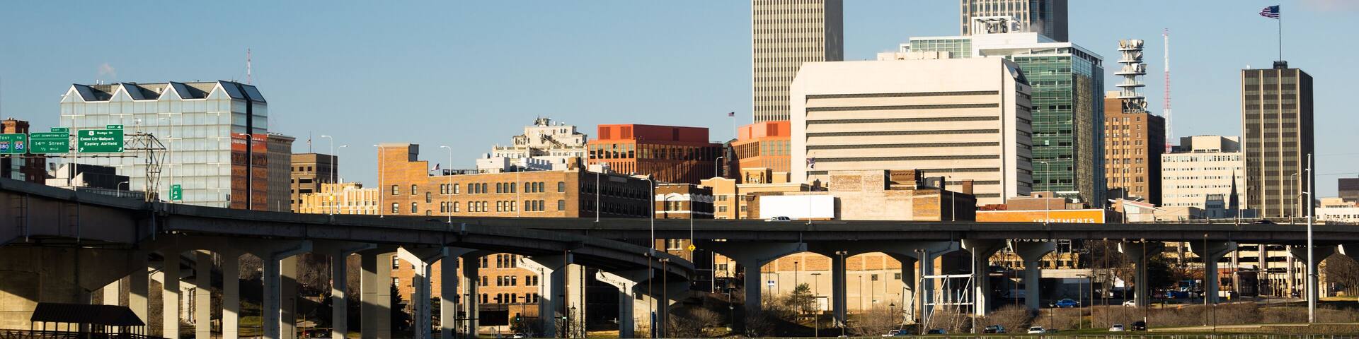 Omaha Nebraska Downtown City Skyline Highway Overpass