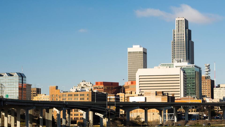 Omaha Nebraska Downtown City Skyline Highway Overpass