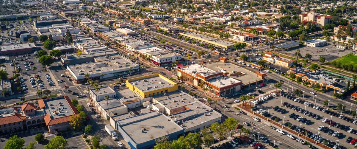 Aerial View of the San Fernando, California Downtown Business Center