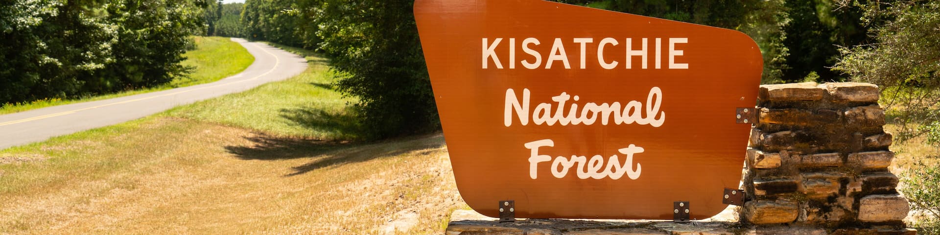 Sign Marking the Boundary of Kisatchie National Forest Protected Land in Louisiana