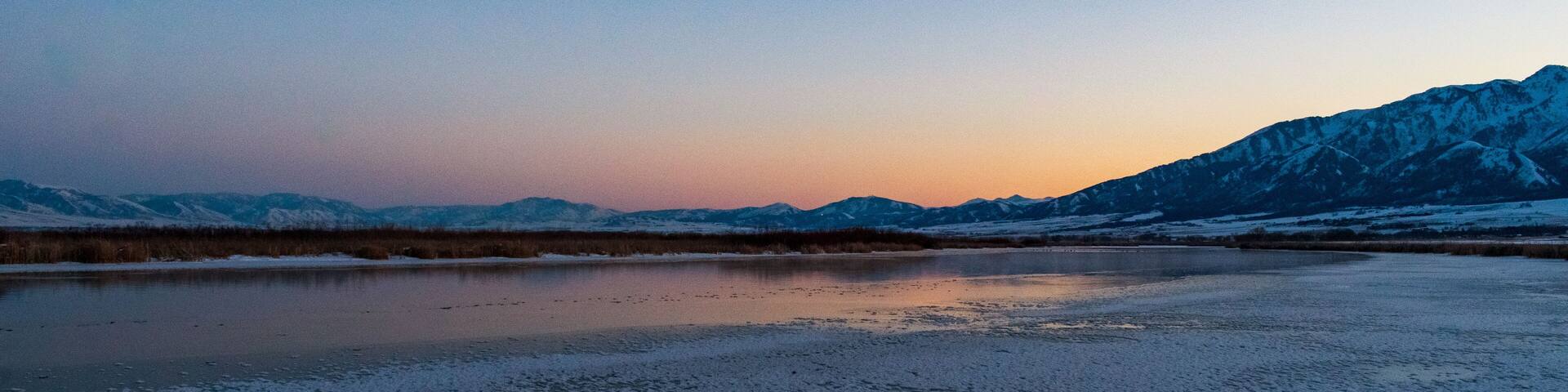 Beautiful Sunset Over Little Bear River, Utah