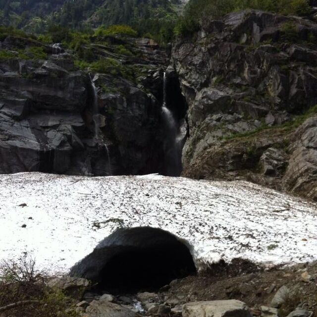 Big four ice caves. Hike a little further to the end to see this nicely shaped ice cave and waterfalls.