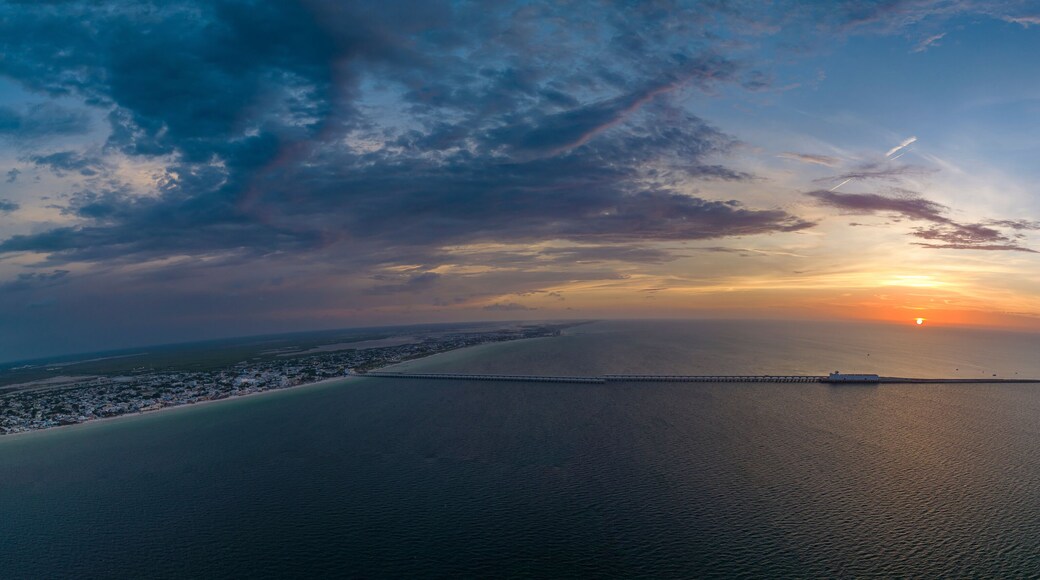 Aerial view of dock, Progreso, Yucatan, Mexico.