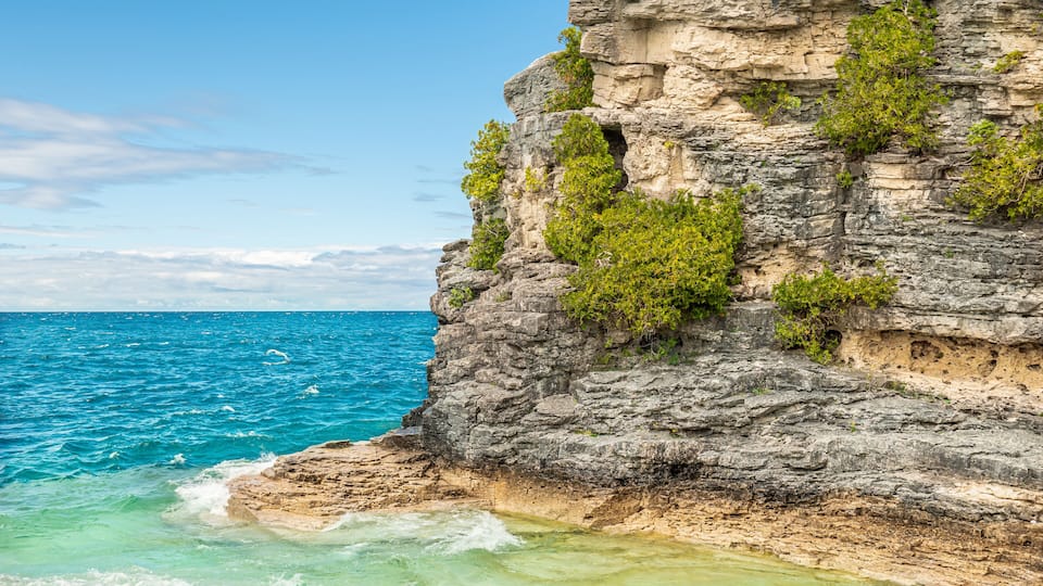The Indian Head Cove in The Bruce Peninsula National Park, Ontario, Canada near The Grotto, Bruce trail, Georgian Bay Trail and Cyprus lake at Tobermory tourist attractions. Canadian staycation.