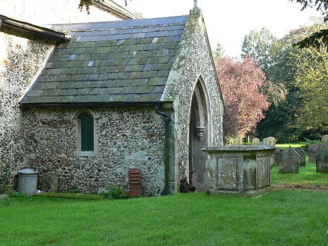 Porch of the Church of England parish church of St Peter, Yaxham, Norfolk
