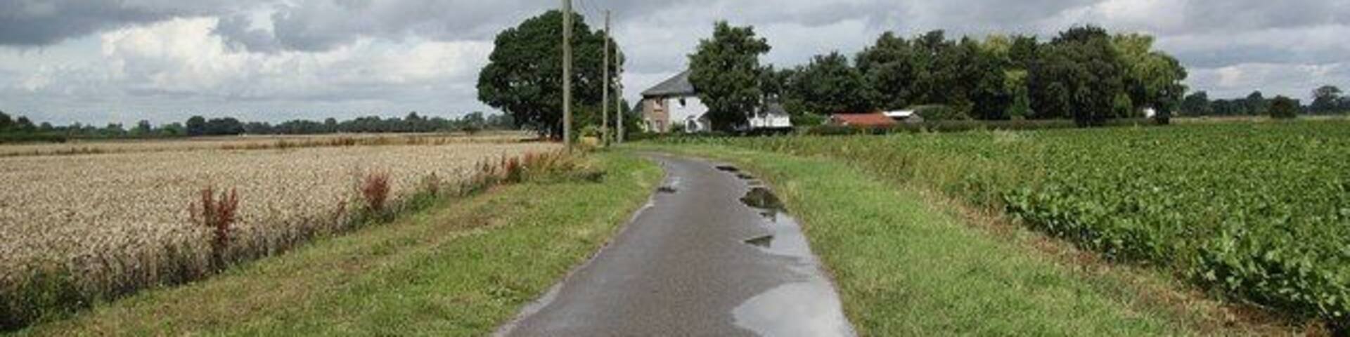 Sandholme Lane View to The Cottage and Ashwind along Sandholme Lane, NCN Route 1