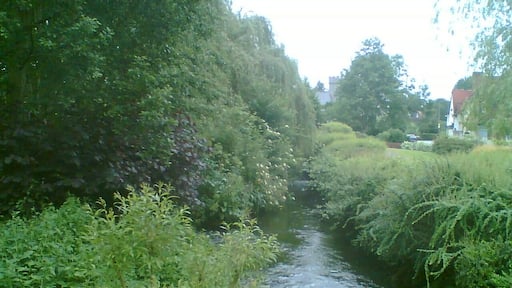 The River Wye, close to Wooburn Green, at the Mills Industrial Estate opposite of the Old Bell pub.
