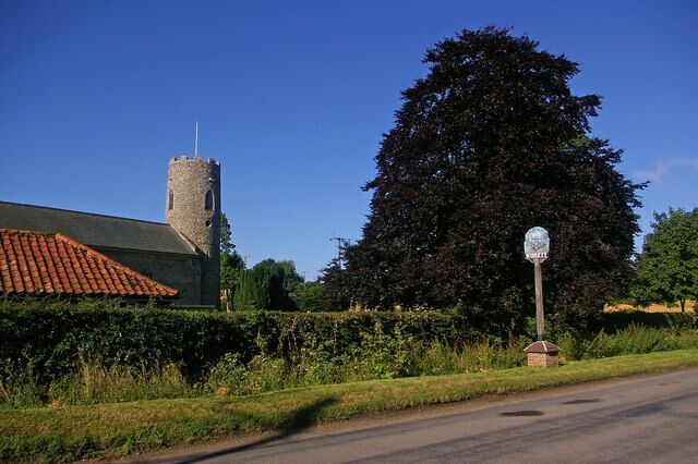 Wissett village sign and St Andrew's Church St Andrews Church is grade I listed, dating from the 12th century.