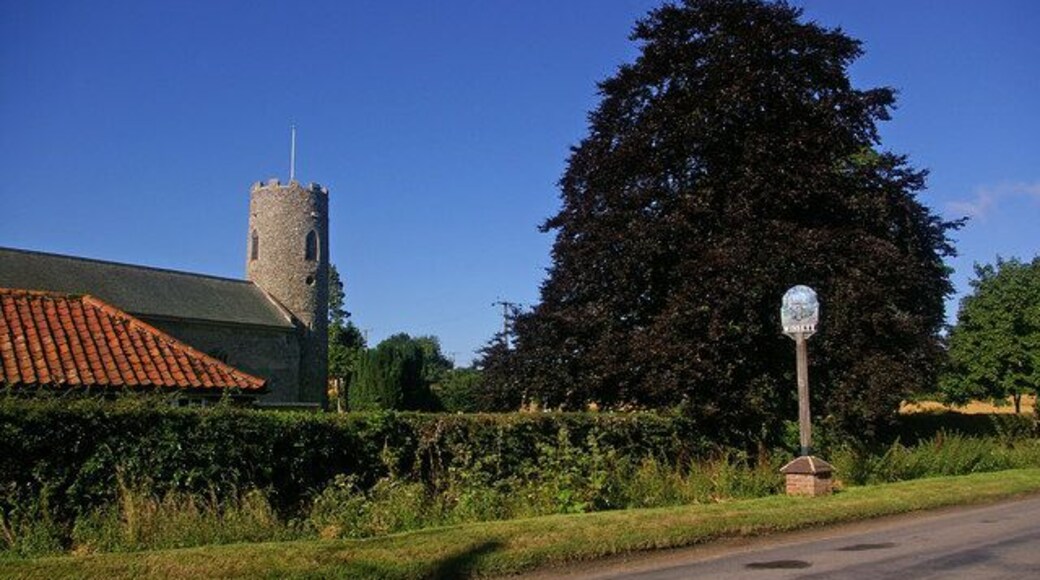 Wissett village sign and St Andrew's Church St Andrews Church is grade I listed, dating from the 12th century.