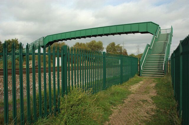 Footbridge Footbridge carrying the footpath from Willington to Findern over the railway lines at Willington Junction.
