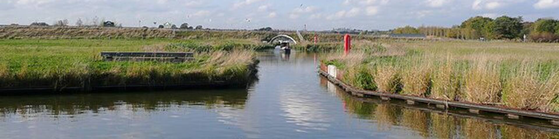 Entrance to new marina near Willington, Derbyshire Trent and Mersey Canal. This is so new that the Google maps satellite images still only shows it as a flooded former pit detached from the canal. It is Mercia Marina, opened in 2008.