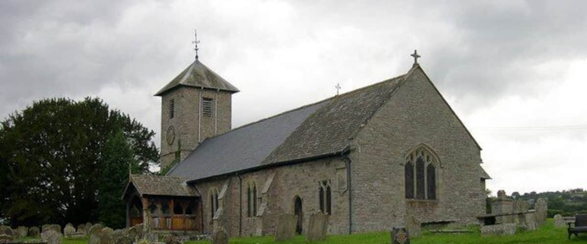 St Mary's, Brilley Between Hay and Kington on a very uphill route, roughly following Offa's Dyke.