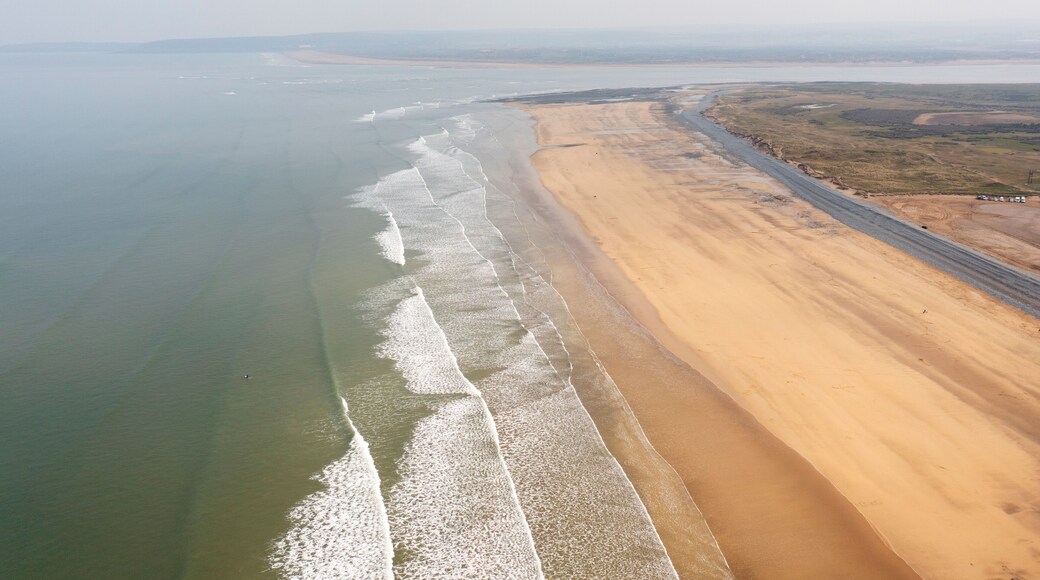 Westward Ho! beach from the air, North Devon, UK