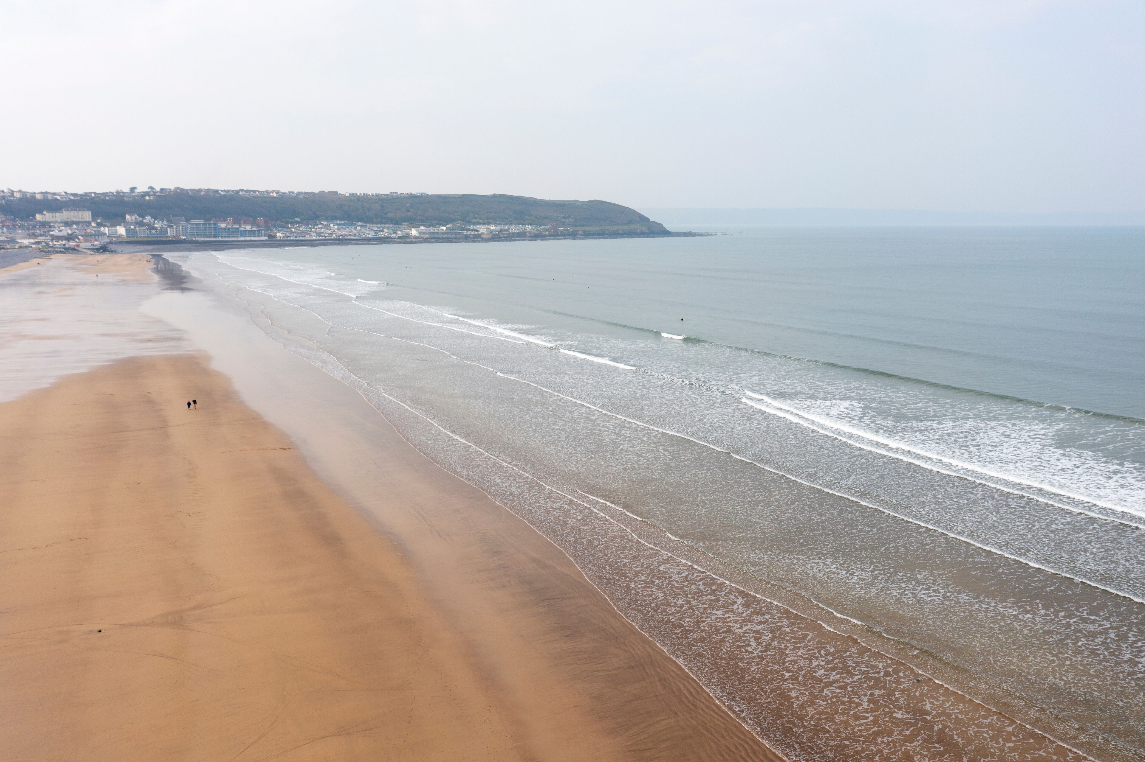 Westward Ho! beach from the air, North Devon, UK