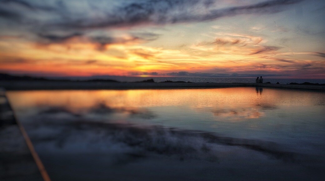 Westward Ho! sea pool at sunset.