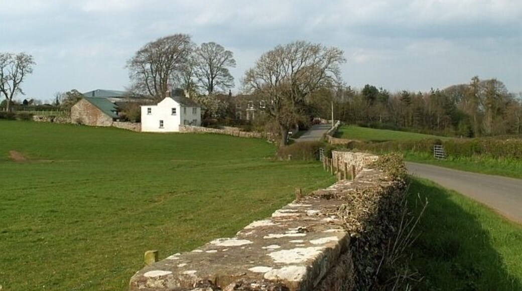 View of East Curthwaite A hamlet in a predominantly agricultural area.