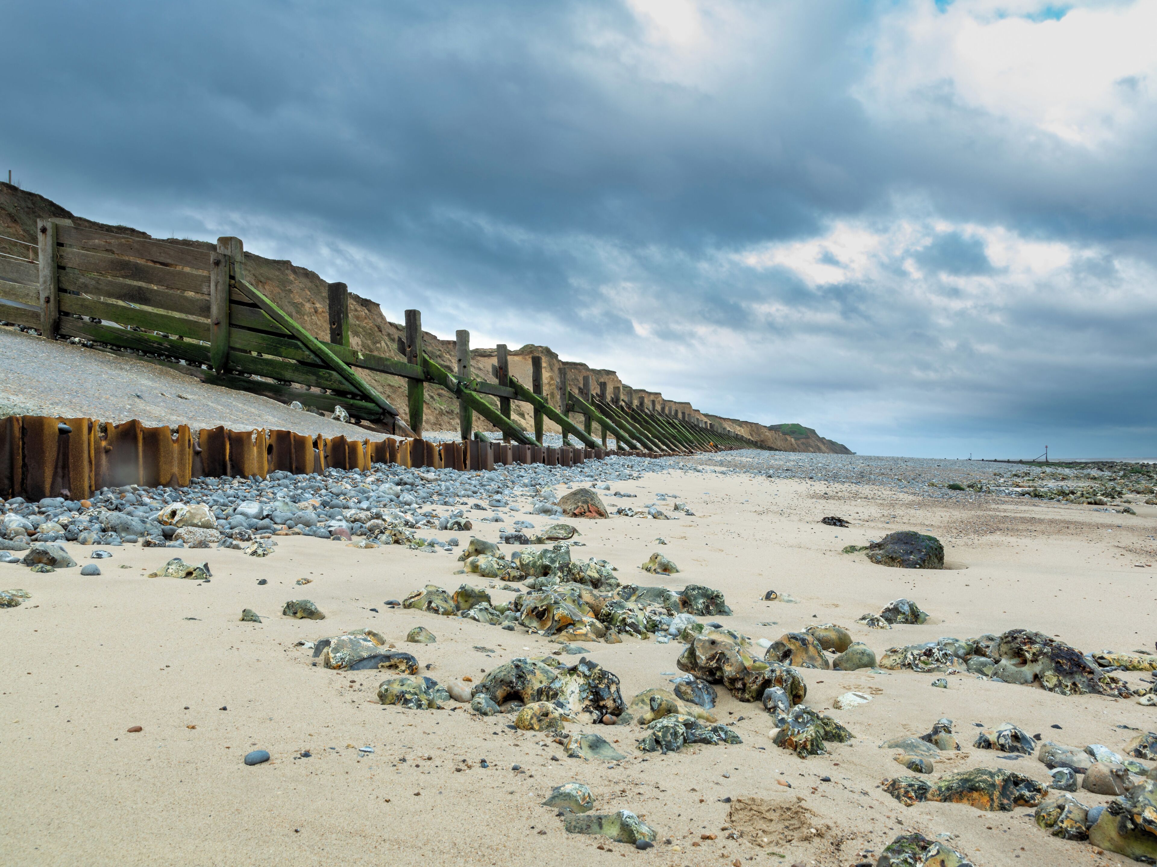 Great views and interesting sea defences.