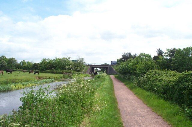 The Bridgwater and Taunton Canal passes underneath the M5. This section of the canal towpath is part of the National Cycle Route number 3.