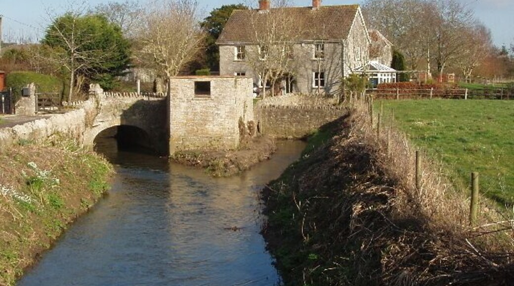 The Old Mill on the River Cam, West Camel View from road bridge over the Cam.