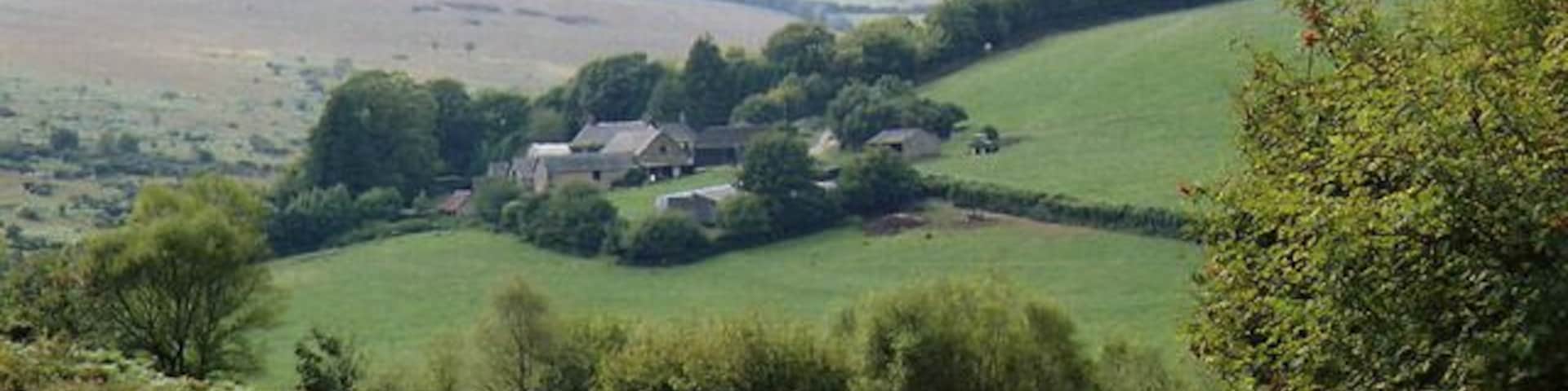 Withypool and Hawkridge: Zeal Farm. In the Danes Brook valley. Zeal once possessed waterpower with a long leat running from springs north west from Withypool Cross, which then descended by a buried pipe to a holding reservoir near the farm