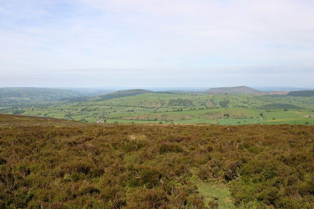 View West from Long Mount. To Heath Mynd and Corndon Hill