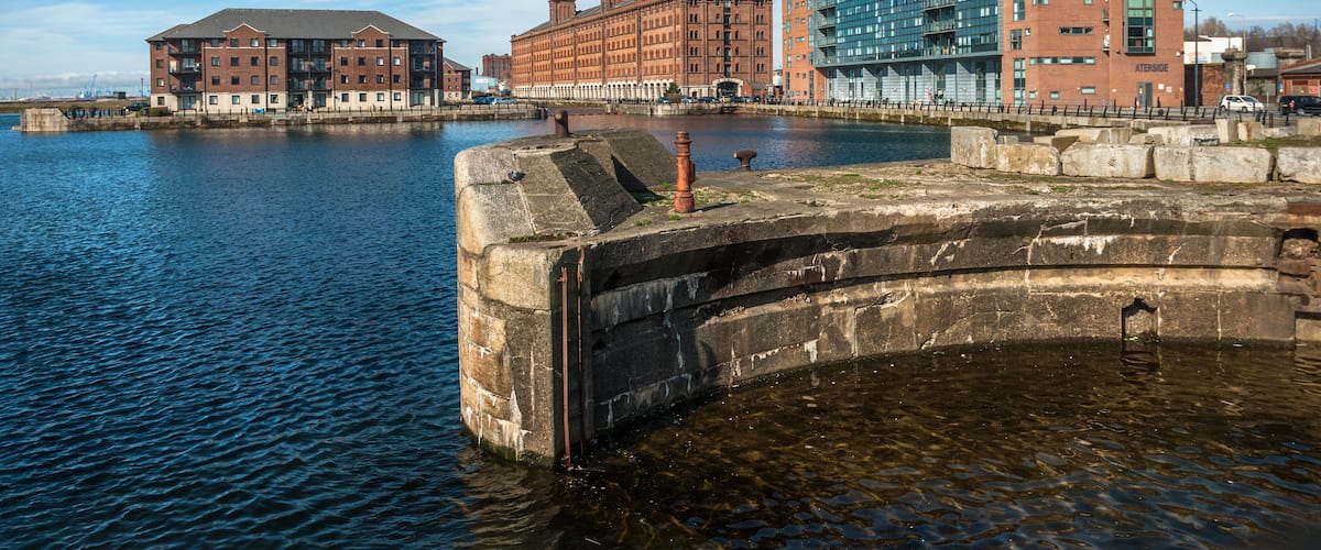 Modern development along the Princes half tide and Waterloo docks in Liverpool.; Shutterstock ID 273135620; purchase_order: Comps; job: ; client: ; other: