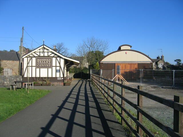Hulme End Station, near to Hulme End, Staffordshire, Great Britain. The former terminus of the narrow gauge Leek and Manifold Railway <a title="http://en.wikipedia.org/wiki/Leek_and_Manifold_Valley_Light_Railway" rel="nofollow" href="http://en.wikipedia.org/wiki/Leek_and_Manifold_Valley_Light_Railway">Link</a><img style="padding-left:2px;" alt="External link" title="External link - shift click to open in new window" src="http://s0.geograph.org.uk/img/external.png" width="10" height="10"/> , which operated between 1904 and 1934 and has now been now transformed into a visitor centre. The building on the right is a recent rebuild of the former engine shed for the railway that has been undertaken as part of the expansion of the visitor facilities.