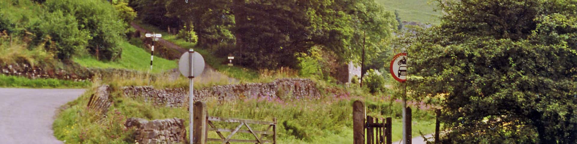 Site of Ecton station, Manifold Valley, 1993. View SE, towards Waterhouses: ex-North Stafford Railway, Manifold Light Railway, Waterhouses - Hulme End, which had a short life of 30 years and closed 12/3/34