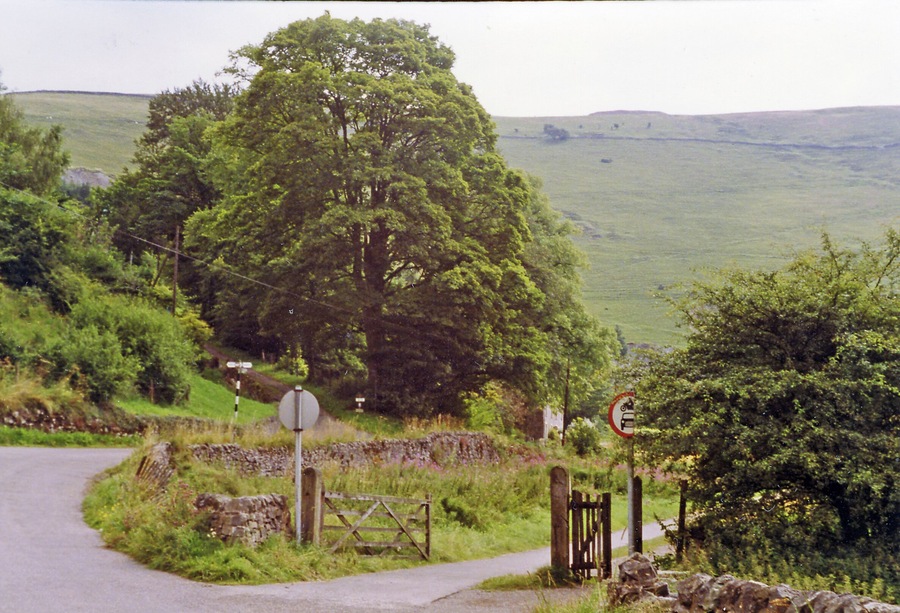 Site of Ecton station, Manifold Valley, 1993. View SE, towards Waterhouses: ex-North Stafford Railway, Manifold Light Railway, Waterhouses - Hulme End, which had a short life of 30 years and closed 12/3/34