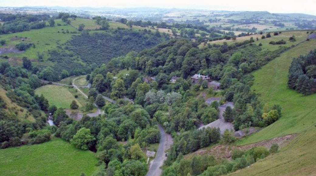 Ecton, view up the Manifold Valley, near to Warslow, Staffordshire, Great Britain. Ecton, view up the Manifold Valley from footpath on the slopes of Ecton Hill.