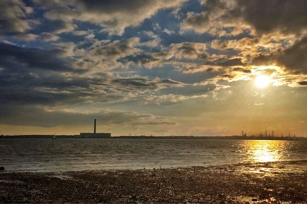 Great sunset over The Solent and Fawley power station.