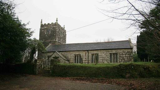 Warleggan Church The view on the approach up the lane. Watch out for the Rooks!