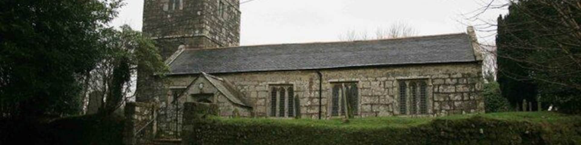 Warleggan Church The view on the approach up the lane. Watch out for the Rooks!