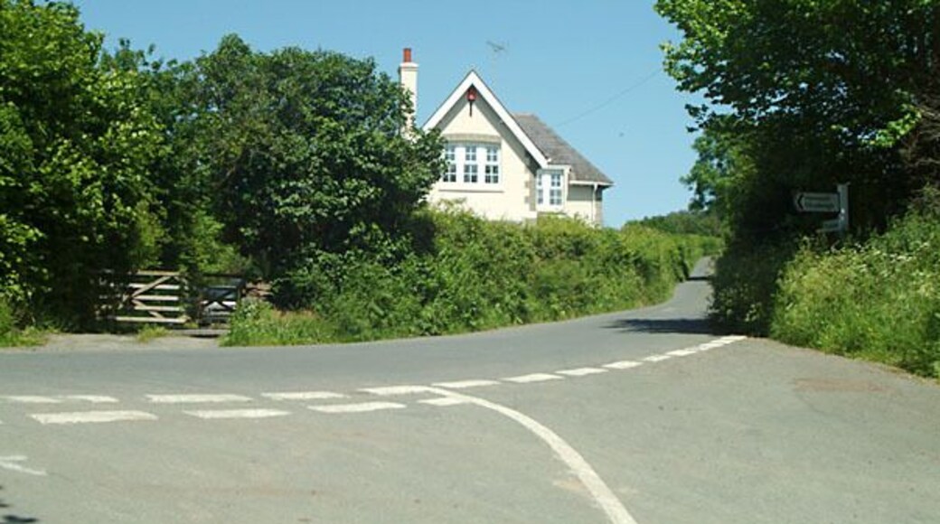 Junction of Farley Hill and Crocombe Bridge. This is the view from the Farley Hill road, just to the east of crocombe bridge, next to the site of the former Trusham railway station.