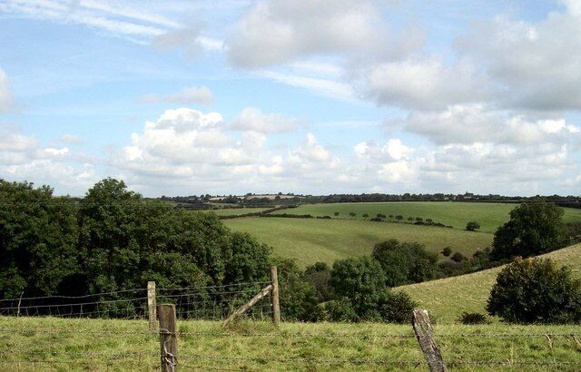 Small valley Valley near Pen rhos-gain farm. Farmland between Meidrim and Trelech.