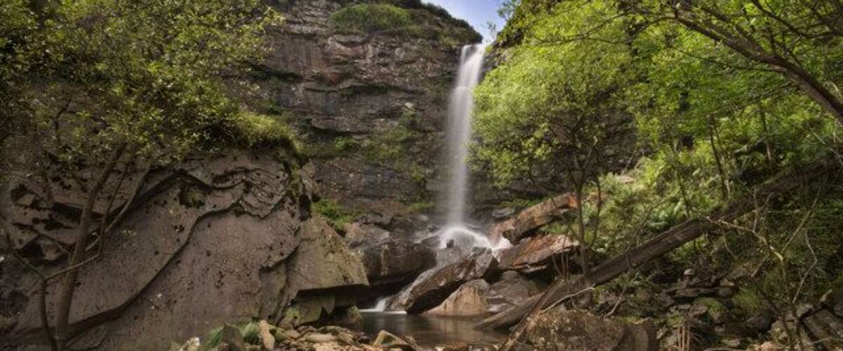 Waterfall on Afon Rhondda Fawr This Waterfall can be found between Craig Blaenrhondda and garreg Lwyd and to the side of it is a Disused Level and Engine.