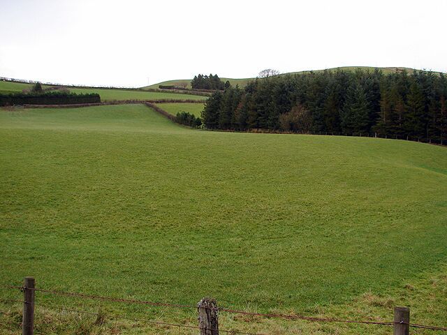 Pristine Farmland Viewed from beside the B4518 road. Esgair-goch farm is just visible near the horizon.