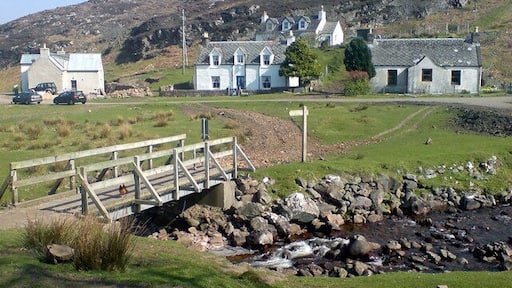 Bridge, Upper Toscaig Marked as a footbridge on the OS 1:25,000, this bridge, built by the army, is sturdy enough to take vehicular traffic, unauthorised access is restricted by a lockable 'knockdown' bollard.