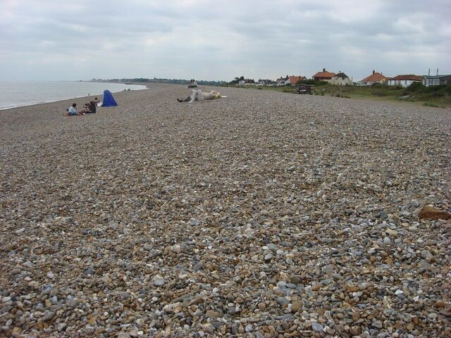 Thorpeness beach. Keen observers will just be able to see the small hut shown in 1243631 on the right