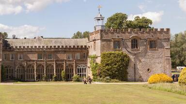 The main entrance of Forde Abbey, a Grade I listed building in Dorset.