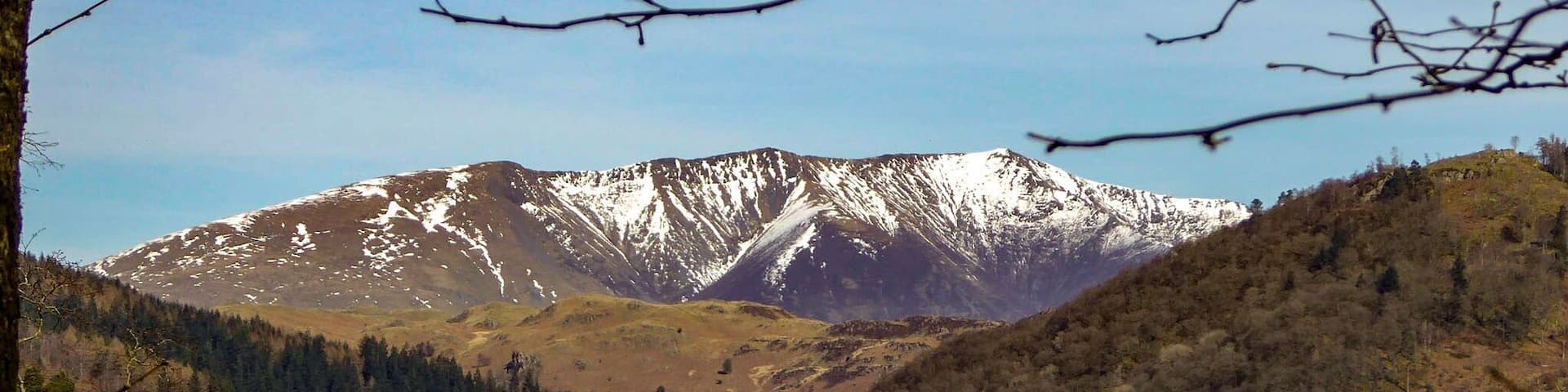 A snow dusted Blencathra, viewed from the side of Thirlmere in the Lake District National Park.